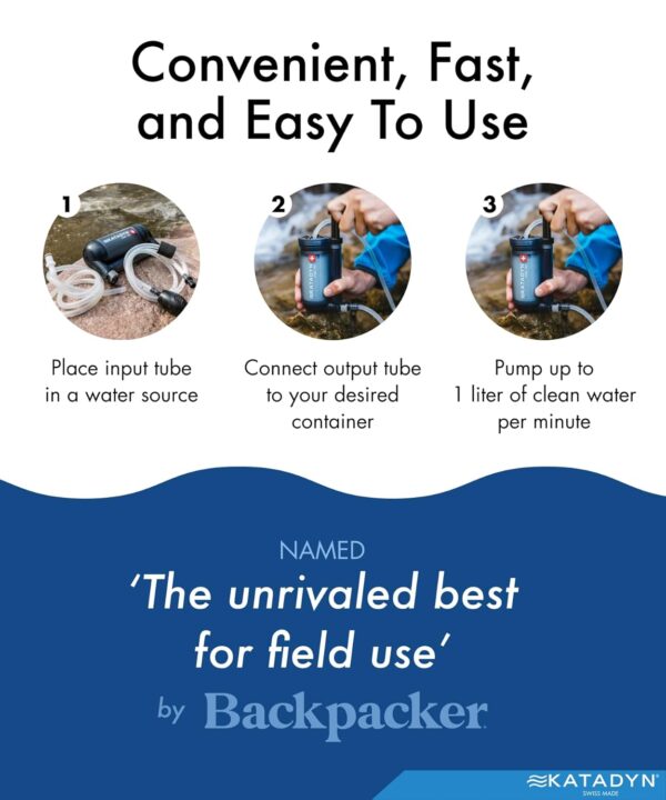 Katadyn Hiker Pro Hand Pump Water Filter for Backpacking, Camping, Emergency Survival - Image 4
