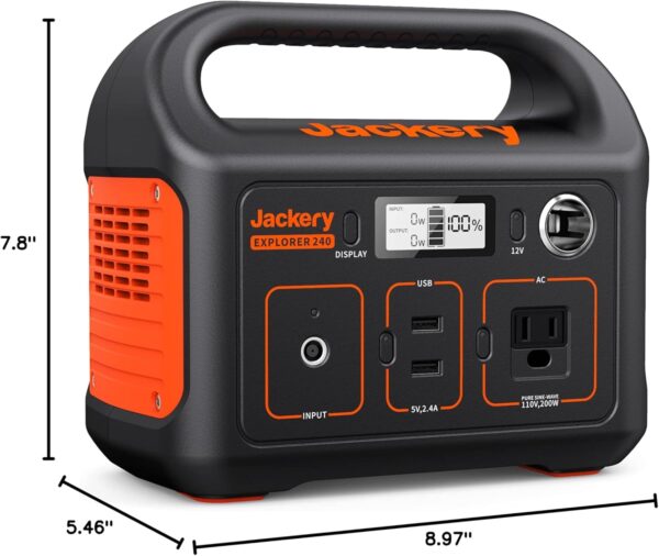 Jackery Portable Power Station Explorer 240, 240Wh Backup Lithium Battery, 110V/200W Pure Sine Wave AC Outlet, Solar Generator for Outdoors Camping Travelling and Emergencies. (Solar Panel Separate) - Image 6