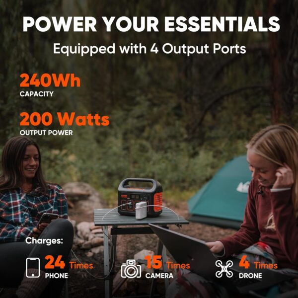 Jackery Portable Power Station Explorer 240, 240Wh Backup Lithium Battery, 110V/200W Pure Sine Wave AC Outlet, Solar Generator for Outdoors Camping Travelling and Emergencies. (Solar Panel Separate) - Image 3